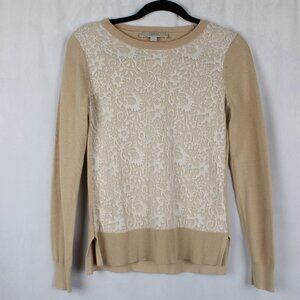 Ann Taylor LOFT | Lace overlay Sweater